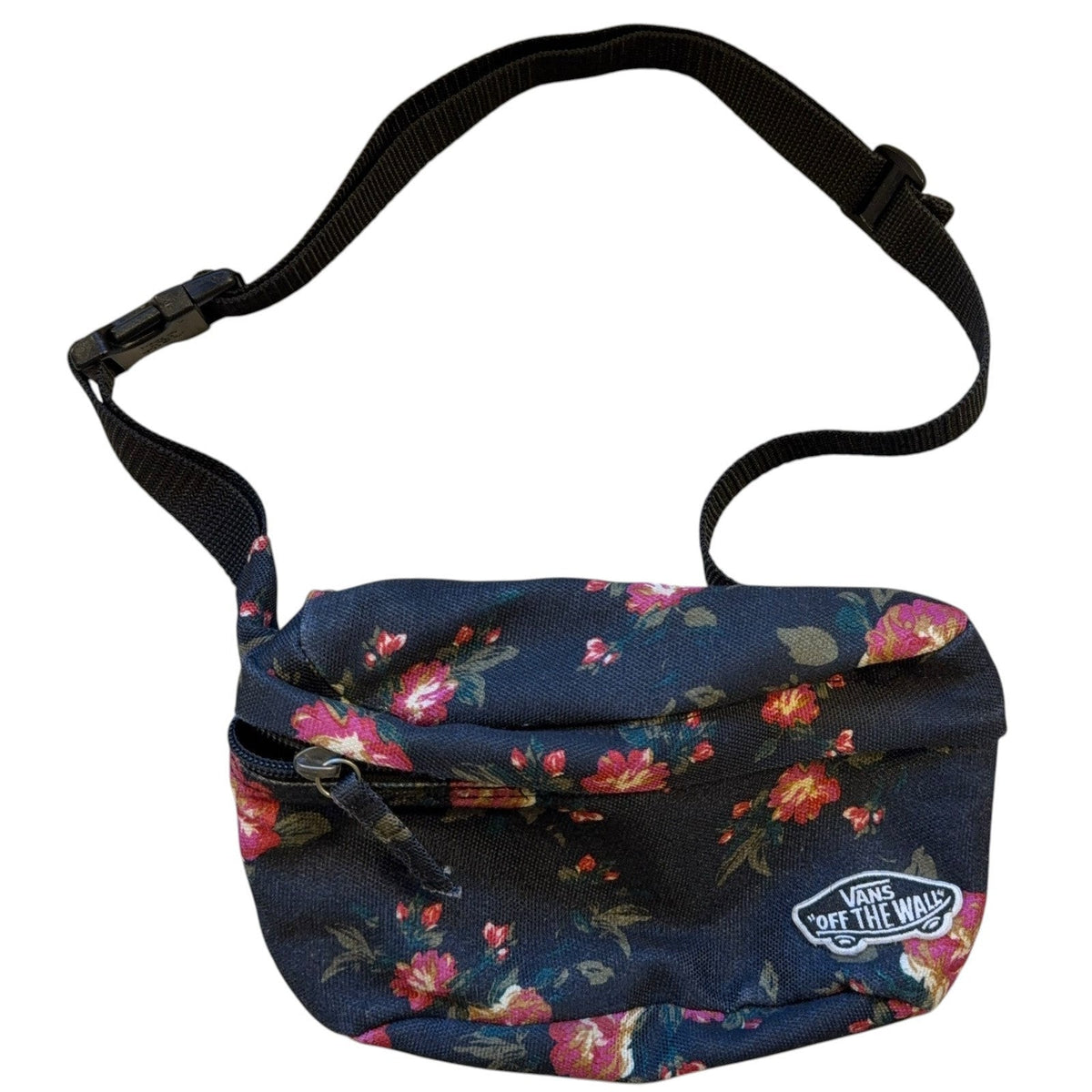 Second Half Supply Co, LLC Vans navy floral fanny pack with pink flowers and adjustable black waist strap