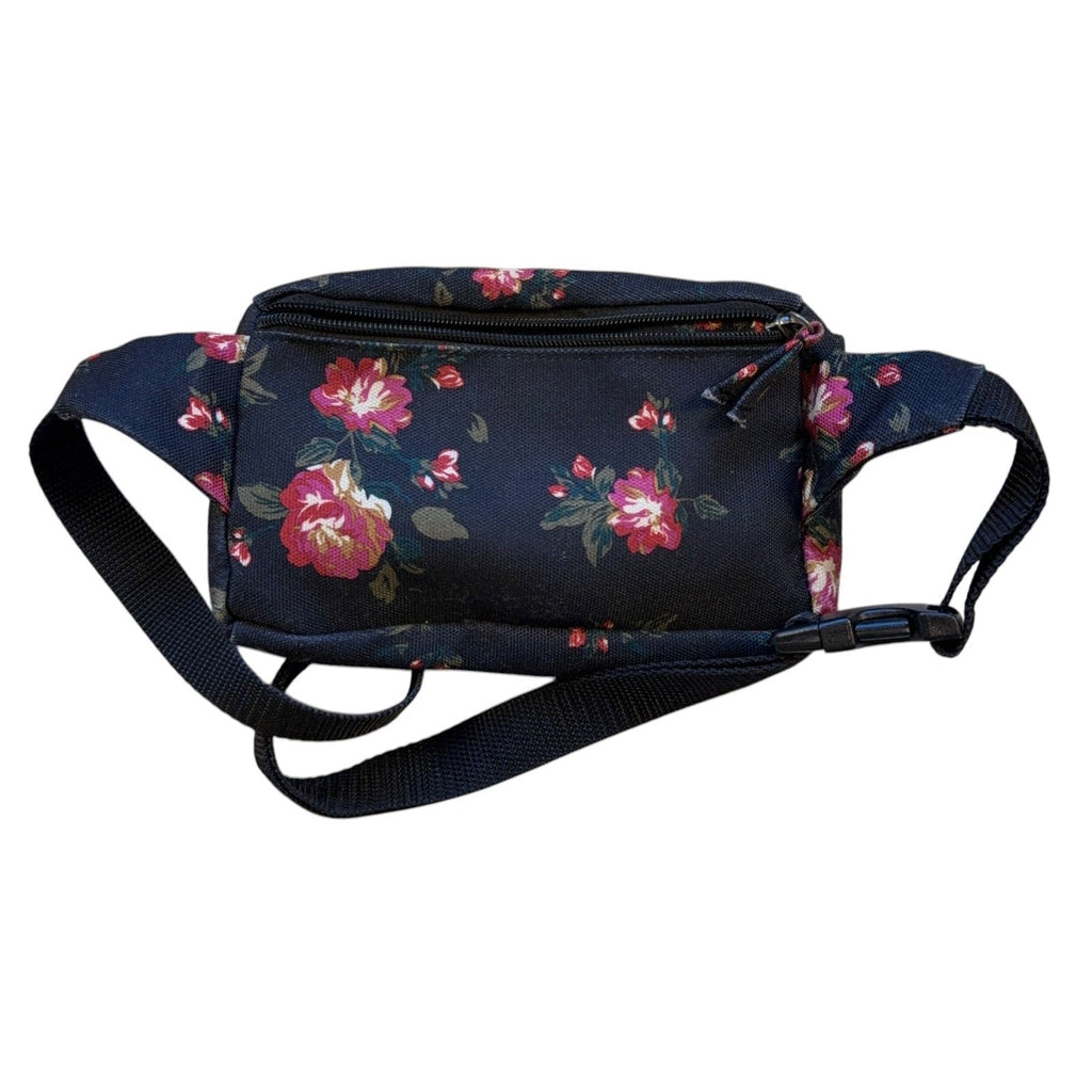 Second Half Supply Co, LLC Vans navy floral fanny pack with pink flowers and adjustable black buckle strap