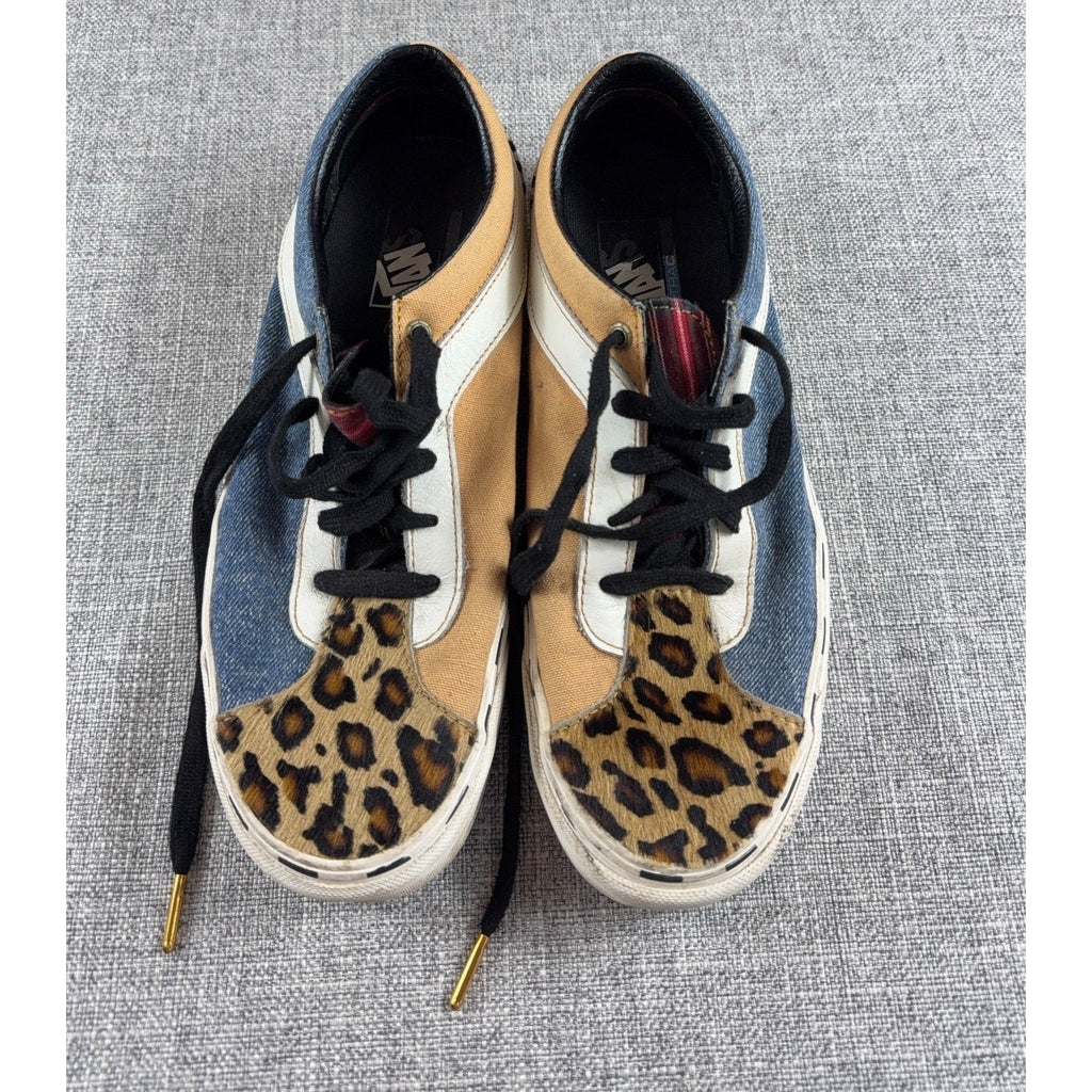 Second Half Supply Co, LLC Vans Bold Ni Bender patchwork sneakers with leopard print, denim, and canvas panels.