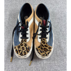 Second Half Supply Co, LLC Vans Bold Ni Bender patchwork sneakers with leopard print, denim, and canvas panels.