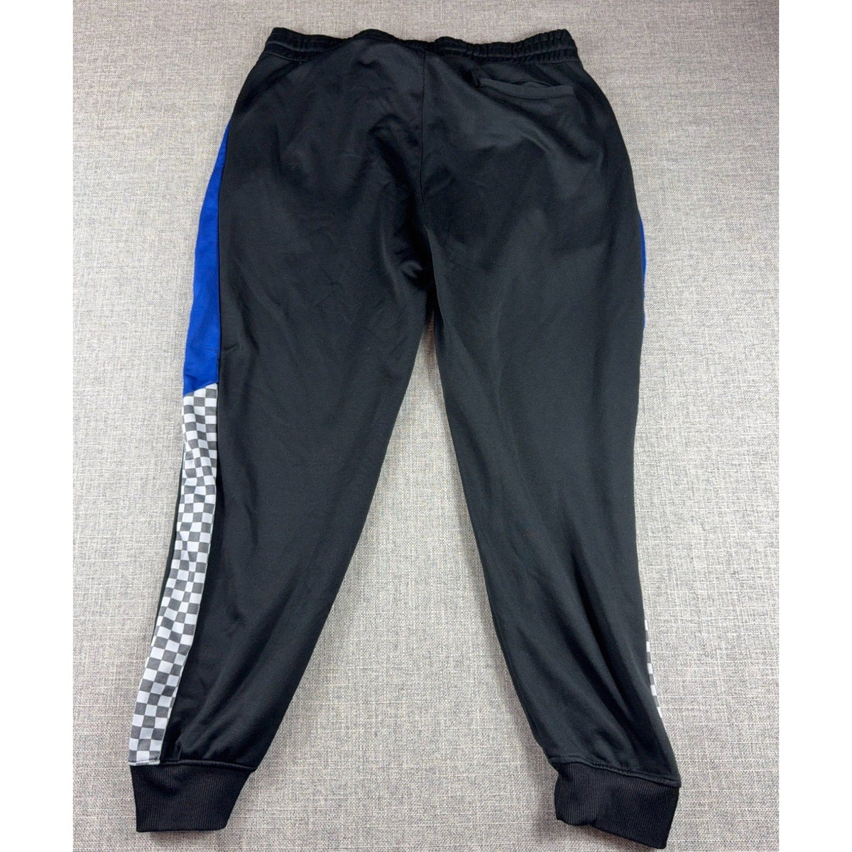 Second Half Supply Co, LLC Golden State Warriors black track pants with blue and gray checkered side panels