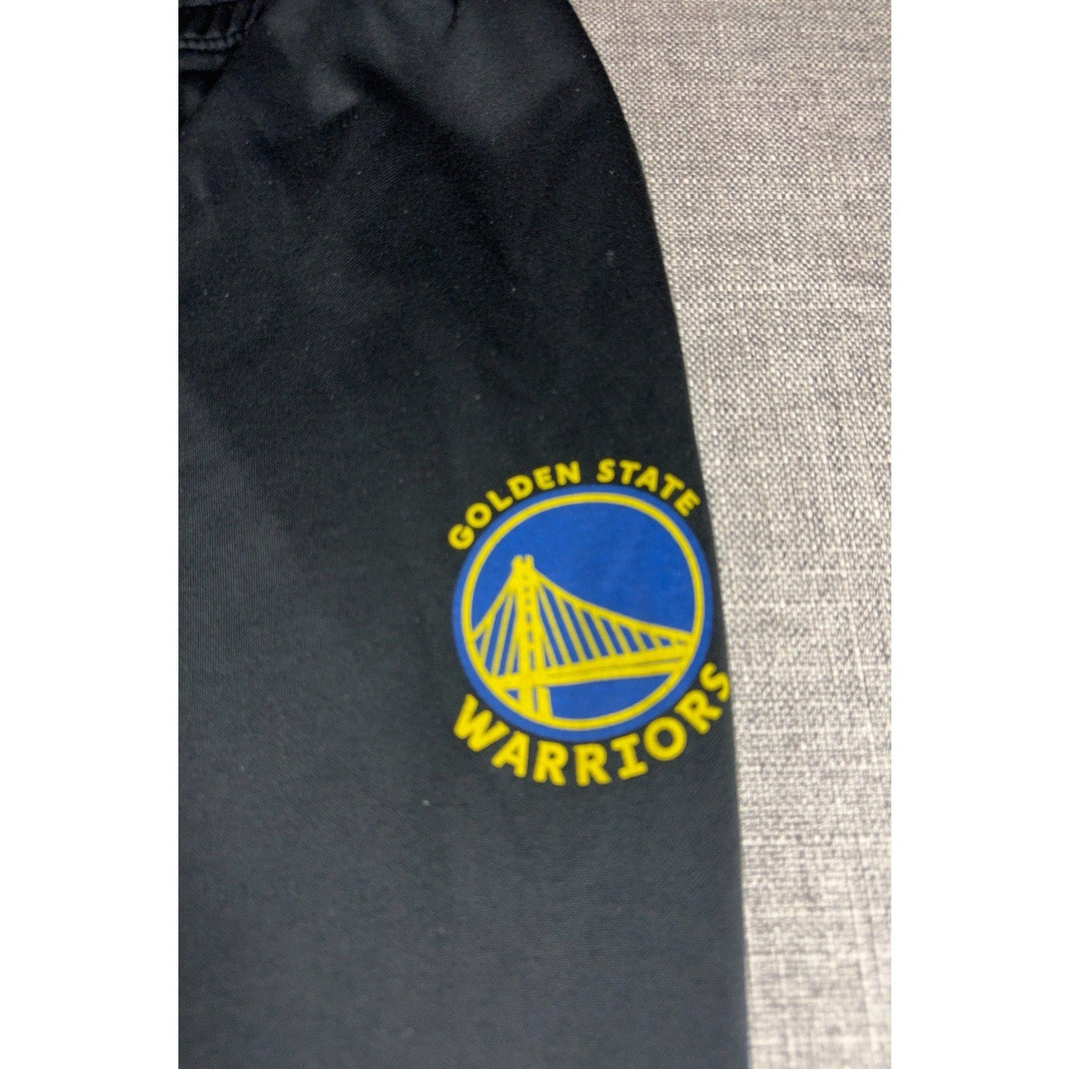 Second Half Supply Co, LLC black Golden State Warriors NBA jogger pants with team logo graphic on the thigh