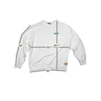 Second Half Supply Co, LLC white New Jack ATC crewneck sweatshirt with chest logo and measurement overlays