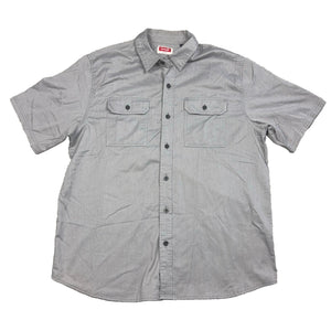 Wrangler Shirt Mens Large Gray Short Sleeve Button Up Two Flap Pockets Utility