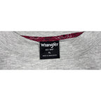 Second Half Supply Co, LLC Wrangler heather gray sweatshirt with garnet paisley neck trim and size XL label